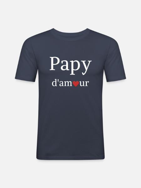 Papy d amour - T-shirt près du corps Homme - bleu marine