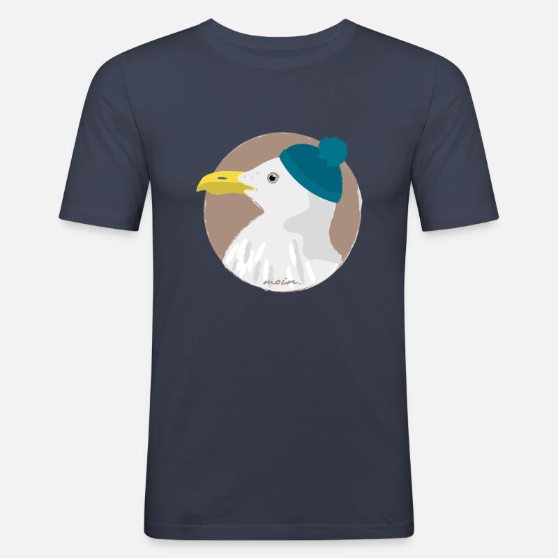 Möwe blaue Mütze | moin - Männer Slim Fit T-Shirt - Navy