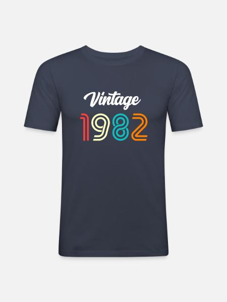 MILLÉSIME 1982 - T-shirt près du corps Homme - bleu marine
