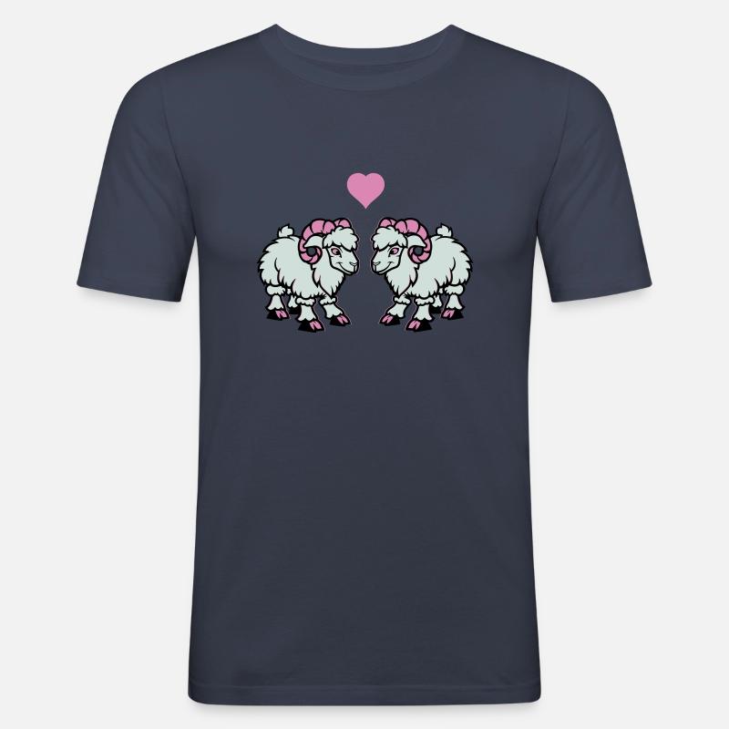 schaf comic widder love - Männer Slim Fit T-Shirt - Navy