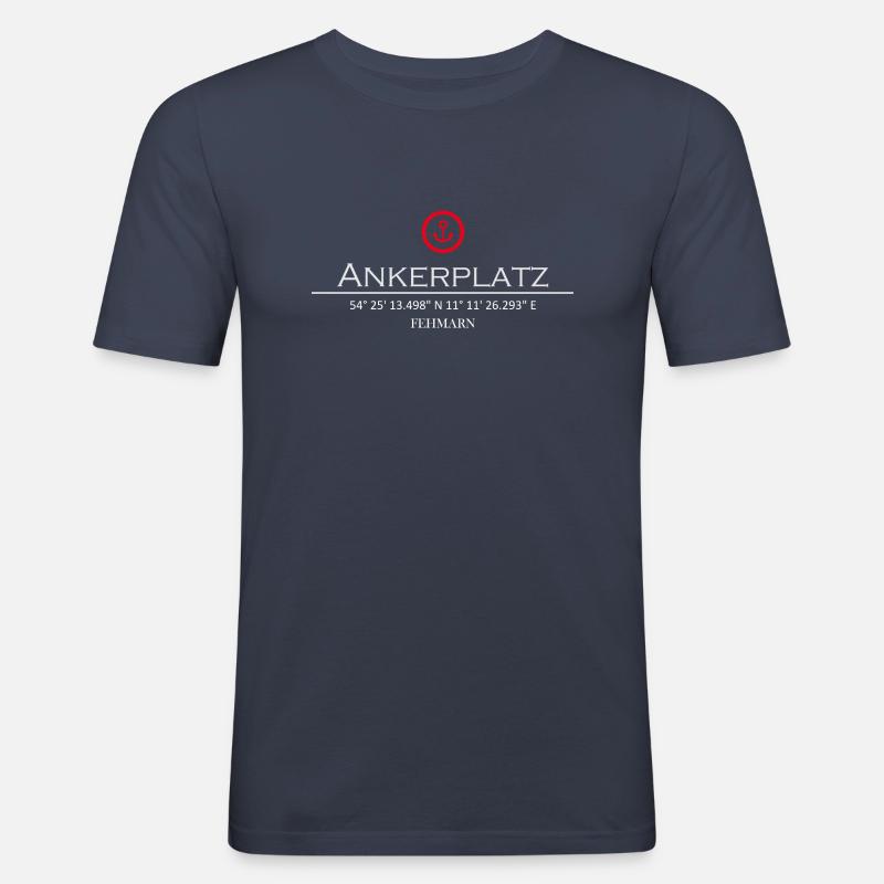 Ankerplatz Fehmarn - Männer Slim Fit T-Shirt - Navy