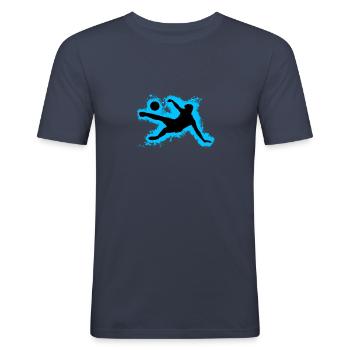 Sports Football Light Blue and Black Outline - Men's Slim Fit T-Shirt - navy - Front - Nik (191cm)