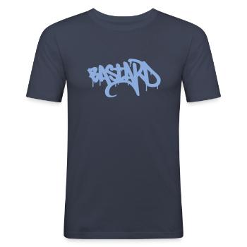 Bastard graffiti - T-shirt près du corps Homme - bleu marine - Devant - Nik (191cm)