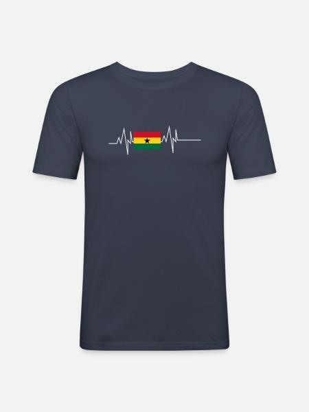 Ghana Flag Heartbeat - Men's Slim Fit T-Shirt - navy