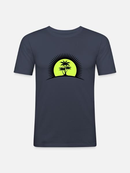 palm tree - Men's Slim Fit T-Shirt - navy