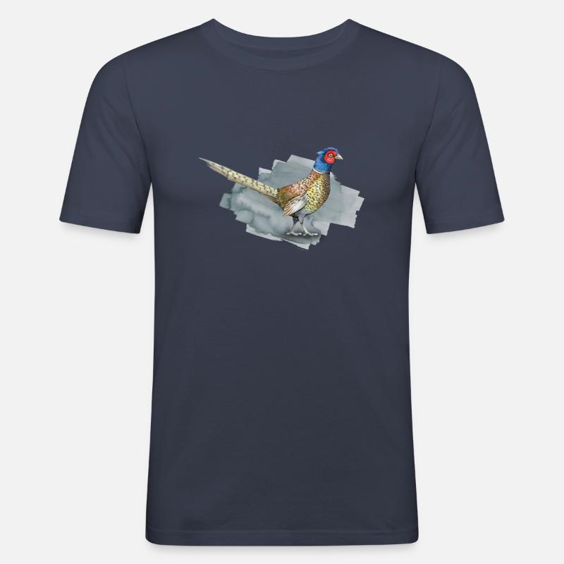 Fasan mit Buntstift - Männer Slim Fit T-Shirt - Navy