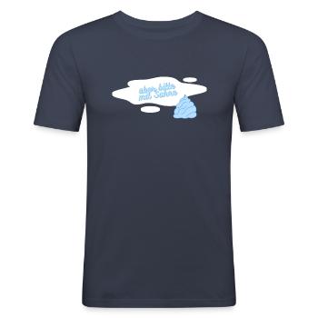 "Aber bitte mit Sahne!" - Udo Jürgens Geschenk - Männer Slim Fit T-Shirt - Navy - Vorne - Nik (191cm)