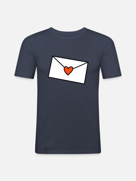 Brief Herz dreifarbig - Männer Slim Fit T-Shirt - Navy