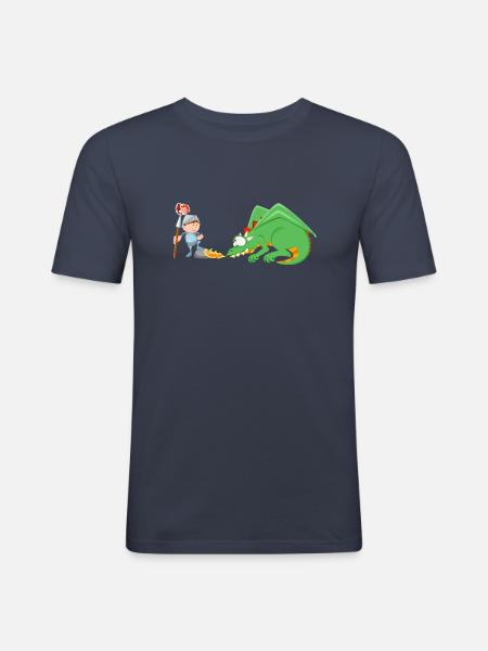 Ritter und Drache - Männer Slim Fit T-Shirt - Navy