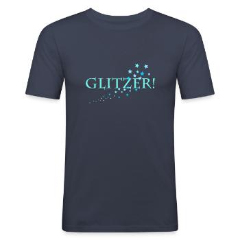 Glitzer! - Männer Slim Fit T-Shirt - Navy - Vorne - Nik (191cm)