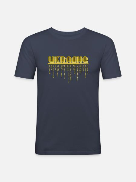 Print Ukraine english yelow - Men's Slim Fit T-Shirt - navy