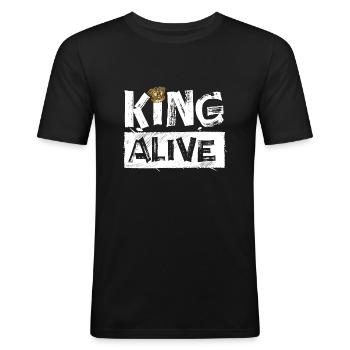 Roi vivant - T-shirt près du corps Homme - noir - Devant - Nik (191cm)