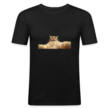 Selfie chat - Men's Slim Fit T-Shirt - black - Front - Nik (191cm)