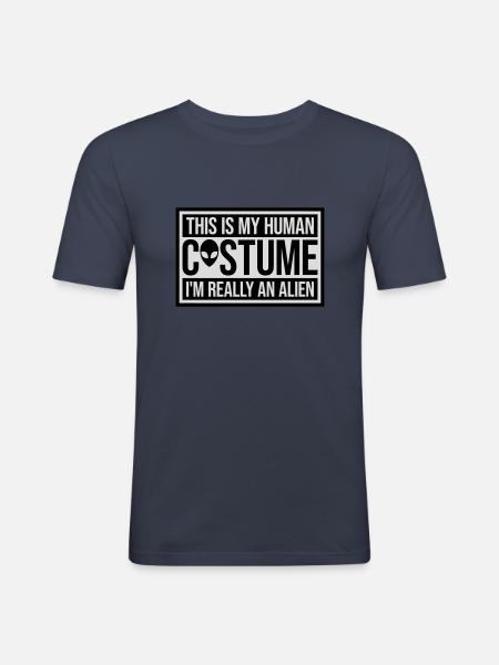 human costume alien quote - Men's Slim Fit T-Shirt - navy