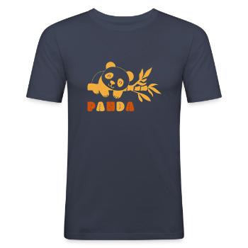 Geschenk Panda Bär Tier Funny Cute Geschenkidee - Männer Slim Fit T-Shirt - Navy - Vorne - Nik (191cm)
