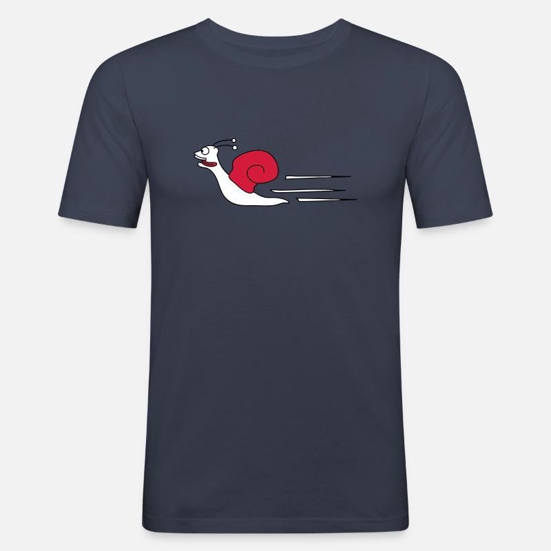 Fast Snail - Männer Slim Fit T-Shirt - Navy