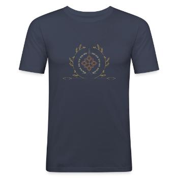 buddhismus sonne spiritualität - Männer Slim Fit T-Shirt - Navy - Vorne - Nik (191cm)