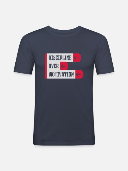 discipline over motivation quote - Men's Slim Fit T-Shirt - navy