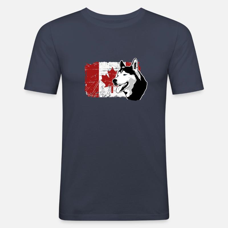 Maple Leaf - Huskys - Canada - Männer Slim Fit T-Shirt - Navy