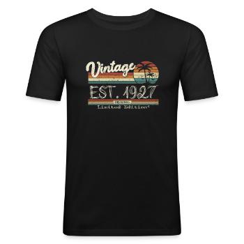 1927 Born Vintage Geburtstagsgeschenk - Männer Slim Fit T-Shirt - Schwarz - Vorne - Nik (191cm)