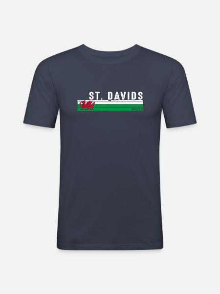 St. Davids Wales Coastal Serenity - Men's Slim Fit T-Shirt - navy