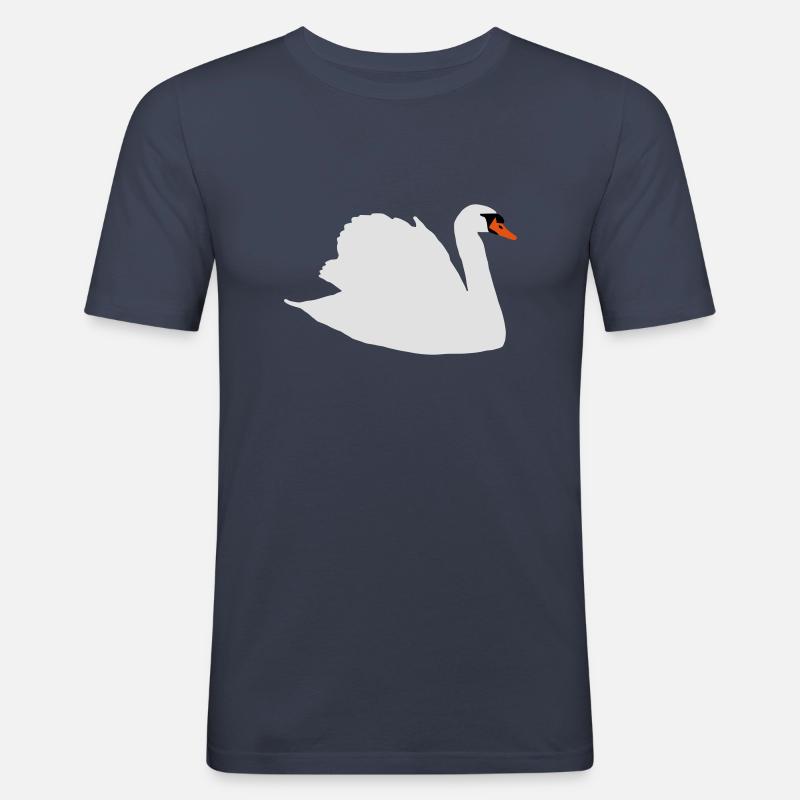 schwan - Männer Slim Fit T-Shirt - Navy