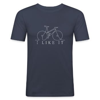 Fiets - Ik vind het leuk! wit - Mannen slim fit T-shirt - navy - Voor - Nik (191cm)