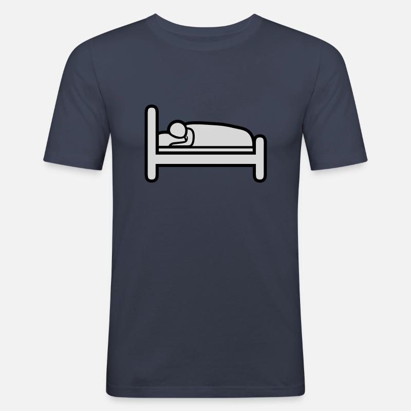 Icon Schlafen Bett - Männer Slim Fit T-Shirt - Navy