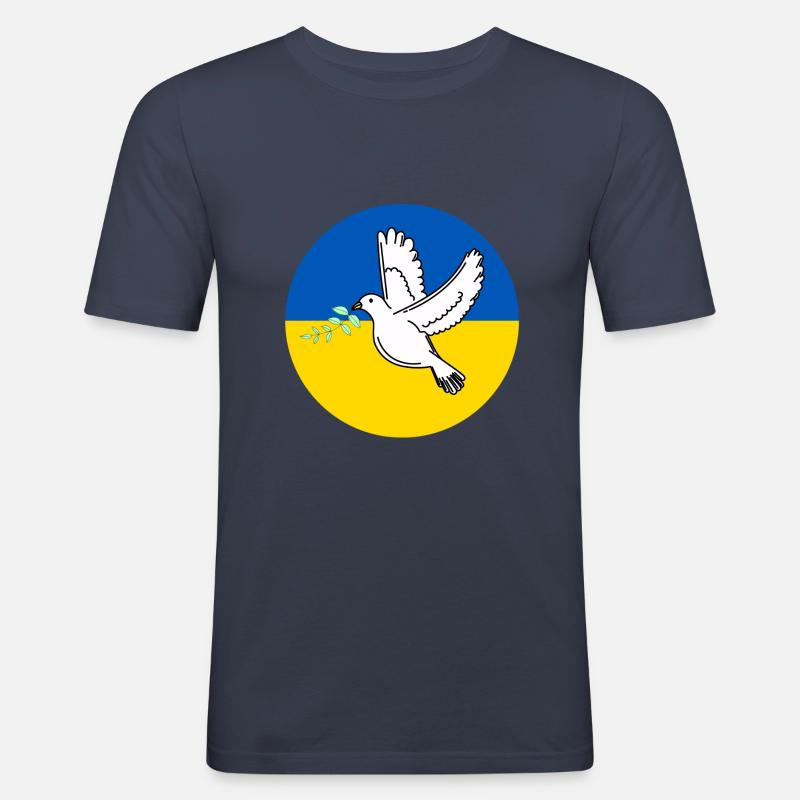 Ukraine Flag with peace dove - Männer Slim Fit T-Shirt - Navy