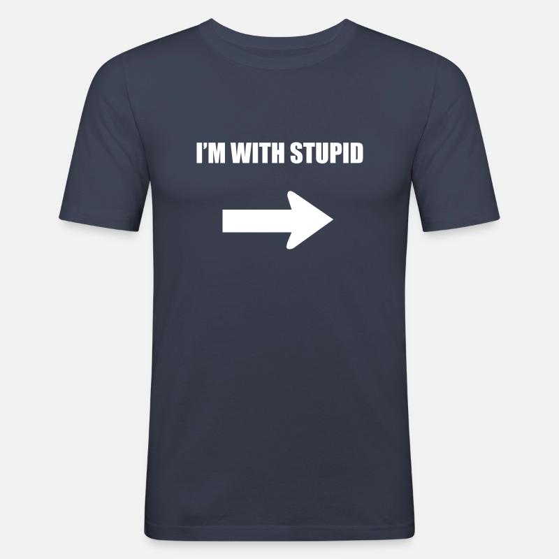 Ich bin mit dumm - weiß - Männer Slim Fit T-Shirt - Navy
