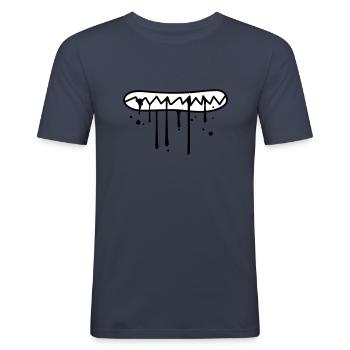 eat hunger face bite teeth crunch to - Men's Slim Fit T-Shirt - navy - Front - Nik (191cm)