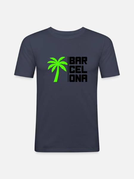 Barcelone - T-shirt près du corps Homme - bleu marine