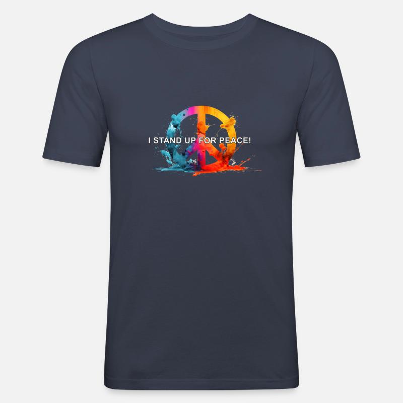 StandUp4peace 02 - Männer Slim Fit T-Shirt - Navy
