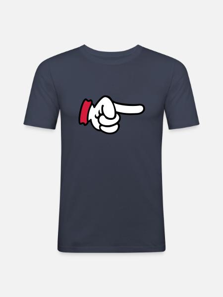 Finger pointing / pointing finger (3c) - Men's Slim Fit T-Shirt - navy
