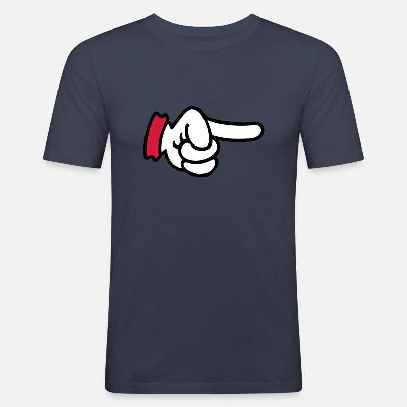 Fingerzeig / Pointing Finger (3c) - Männer Slim Fit T-Shirt - Navy