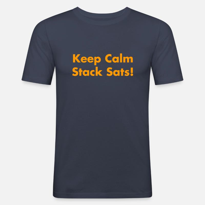 Keep Calm Stack Sats - Männer Slim Fit T-Shirt - Navy