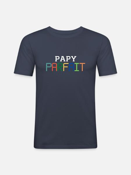 Papy Parfait - T-shirt près du corps Homme - bleu marine