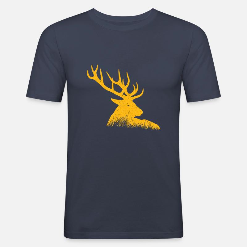 Hirsch - Männer Slim Fit T-Shirt - Navy