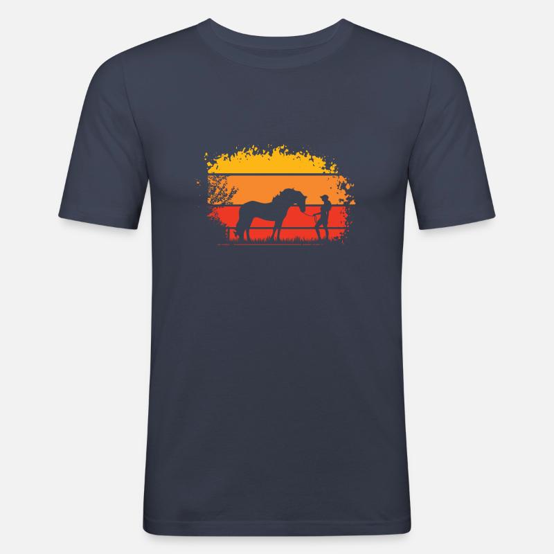 Frau mit Pferd - Männer Slim Fit T-Shirt - Navy