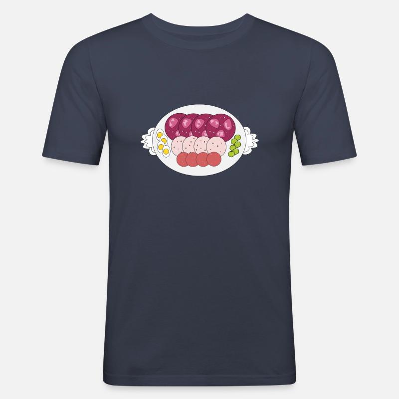 Wurstplatte - Männer Slim Fit T-Shirt - Navy