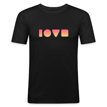 Liebe - Männer Slim Fit T-Shirt - Schwarz - Vorne - Nik (191cm)