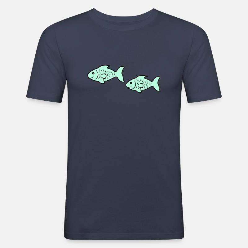 fish2 - Männer Slim Fit T-Shirt - Navy