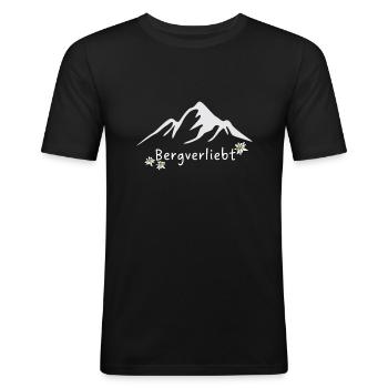 Bergverliebt Edelweiss - Männer Slim Fit T-Shirt - Schwarz - Vorne - Nik (191cm)