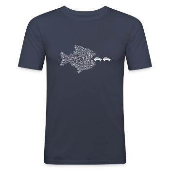 Écologie Changement climatique Sort cadeau - T-shirt près du corps Homme - bleu marine - Devant - Nik (191cm)