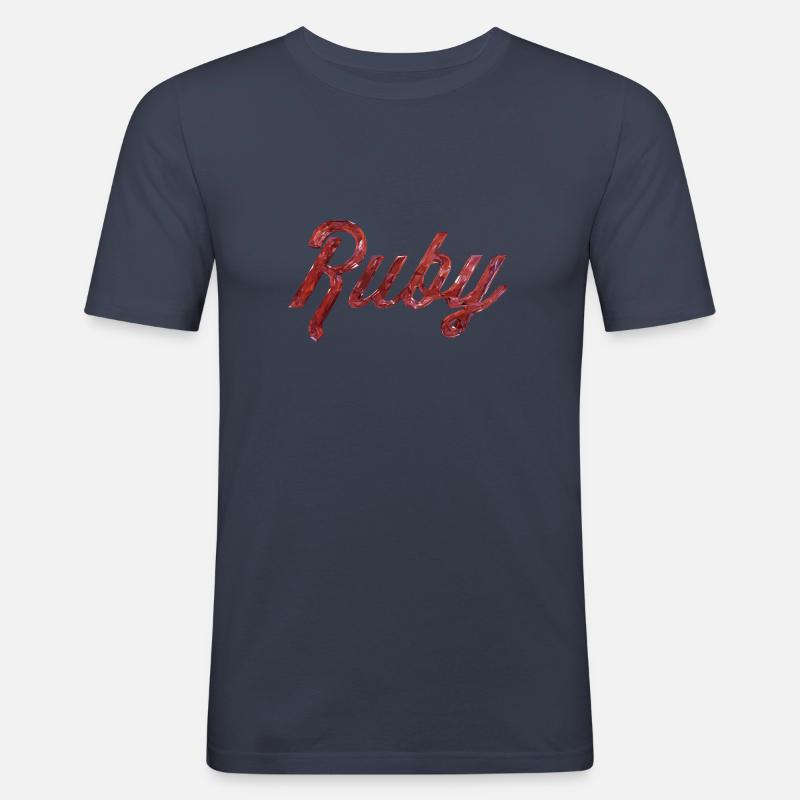 Ruby Stilisierter Text - Männer Slim Fit T-Shirt - Navy
