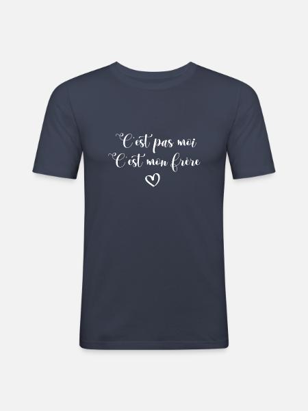 C est pas moi C est mon frère - T-shirt près du corps Homme - bleu marine