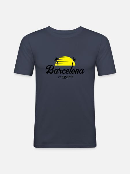 barcelona sunset - Männer Slim Fit T-Shirt - Navy