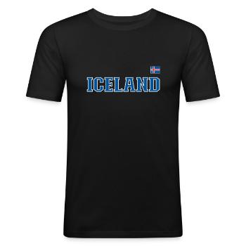 Iceland Flagge - Männer Slim Fit T-Shirt - Schwarz - Vorne - Nik (191cm)