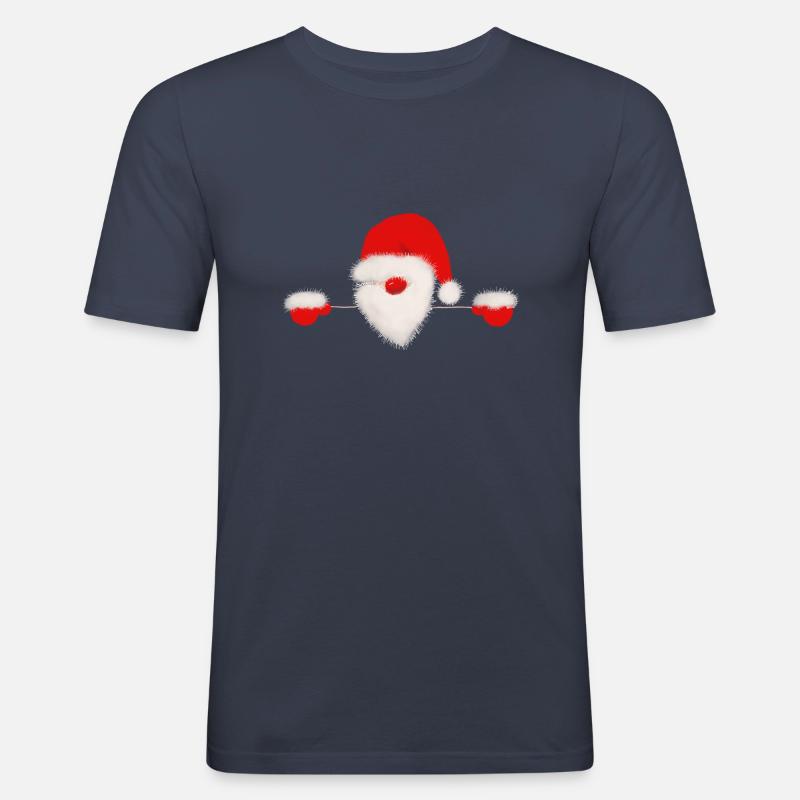 Peeping Weihnachtsmann - Männer Slim Fit T-Shirt - Navy