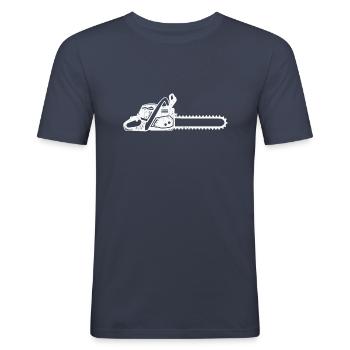Kettensäge Motorsäge Waldarbeiter Säge - Männer Slim Fit T-Shirt - Navy - Vorne - Nik (191cm)